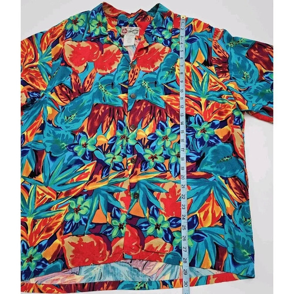 Vintage Hilo Hattie Rayon Poplin Floral Men's XL Short Sleeve Wood Button Shirt - Picture 4 of 5